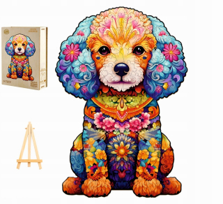 DREVENÉ PUZZZLE PRE DOSPELÝCH, VEĽKÉ, 275 KUSOV, Pudel, DREVENÁ KRABIČKA